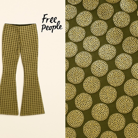 Free People,METAL Sequined Wide-Leg Pants,OOS On-Line,Excellent Condition,Size 6 - Picture 3 of 17